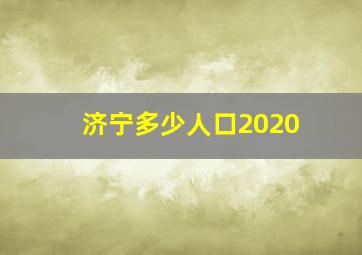 济宁多少人口2020