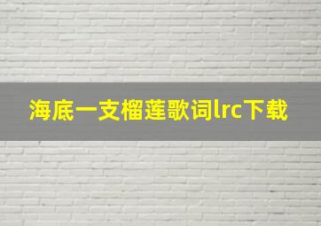 海底一支榴莲歌词lrc下载