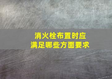 消火栓布置时应满足哪些方面要求