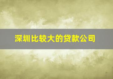 深圳比较大的贷款公司