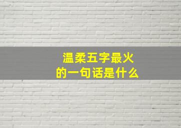 温柔五字最火的一句话是什么