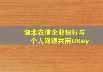 湖北农信企业银行与个人网银共用UKey