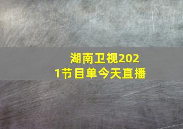 湖南卫视2021节目单今天直播