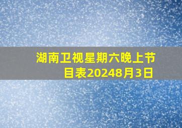 湖南卫视星期六晚上节目表20248月3日