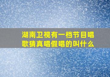 湖南卫视有一档节目唱歌猜真唱假唱的叫什么