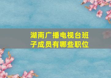 湖南广播电视台班子成员有哪些职位