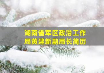 湖南省军区政治工作局黄建新副局长简历