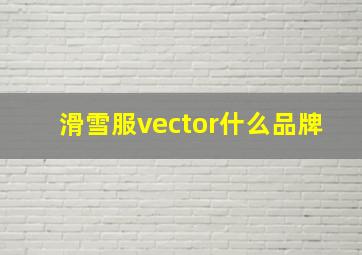 滑雪服vector什么品牌