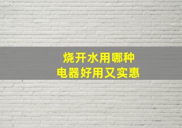 烧开水用哪种电器好用又实惠