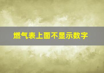 燃气表上面不显示数字