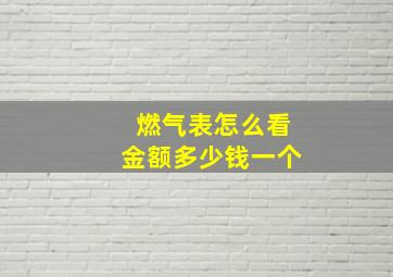 燃气表怎么看金额多少钱一个