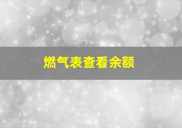 燃气表查看余额