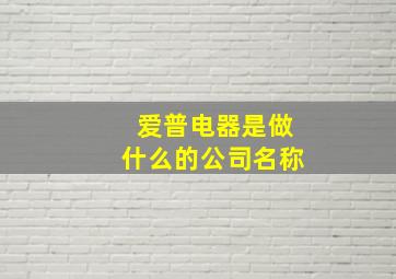 爱普电器是做什么的公司名称