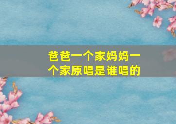 爸爸一个家妈妈一个家原唱是谁唱的