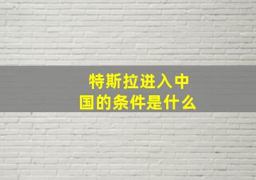 特斯拉进入中国的条件是什么