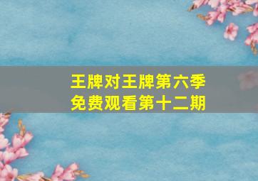 王牌对王牌第六季免费观看第十二期