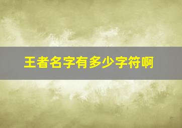 王者名字有多少字符啊