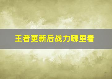 王者更新后战力哪里看