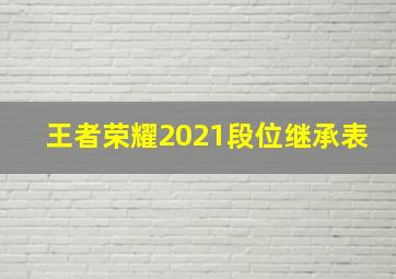 王者荣耀2021段位继承表