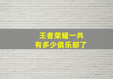 王者荣耀一共有多少俱乐部了