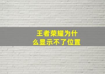 王者荣耀为什么显示不了位置