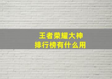 王者荣耀大神排行榜有什么用