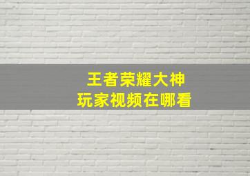 王者荣耀大神玩家视频在哪看