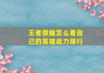 王者荣耀怎么看自己的英雄战力排行