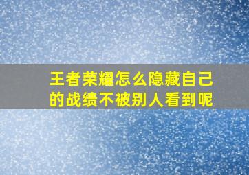 王者荣耀怎么隐藏自己的战绩不被别人看到呢