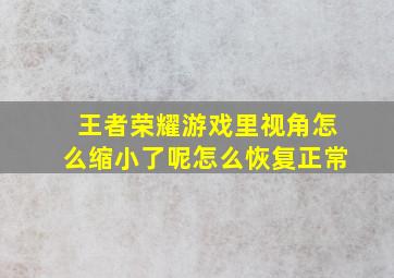 王者荣耀游戏里视角怎么缩小了呢怎么恢复正常