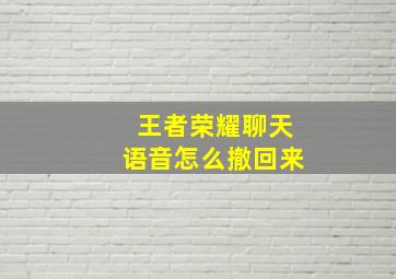 王者荣耀聊天语音怎么撤回来