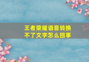 王者荣耀语音转换不了文字怎么回事