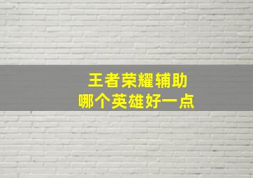 王者荣耀辅助哪个英雄好一点