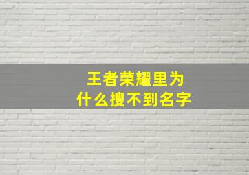 王者荣耀里为什么搜不到名字