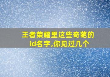 王者荣耀里这些奇葩的id名字,你见过几个