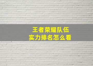 王者荣耀队伍实力排名怎么看