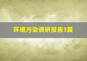 环境污染调研报告3篇