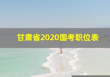 甘肃省2020国考职位表