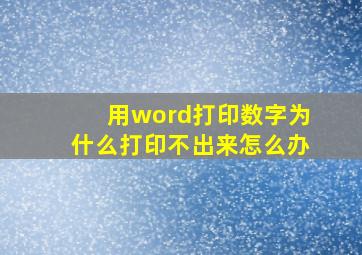 用word打印数字为什么打印不出来怎么办