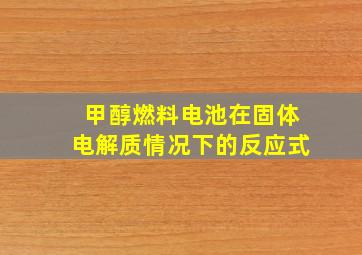 甲醇燃料电池在固体电解质情况下的反应式