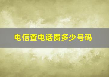 电信查电话费多少号码