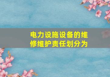 电力设施设备的维修维护责任划分为