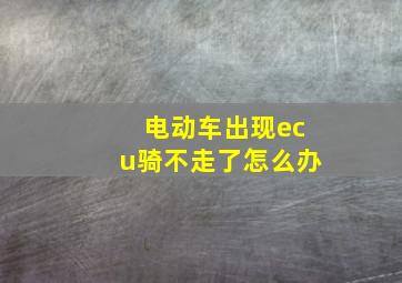 电动车出现ecu骑不走了怎么办