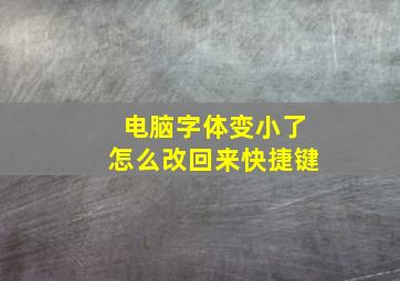 电脑字体变小了怎么改回来快捷键