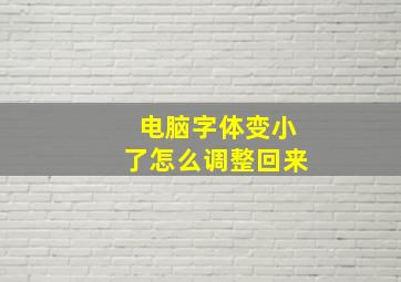 电脑字体变小了怎么调整回来