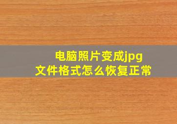 电脑照片变成jpg文件格式怎么恢复正常