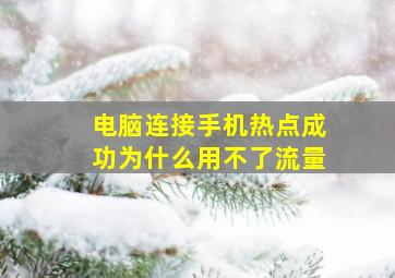 电脑连接手机热点成功为什么用不了流量