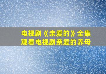 电视剧《亲爱的》全集观看电视剧亲爱的养母