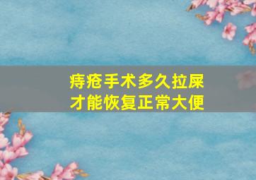 痔疮手术多久拉屎才能恢复正常大便