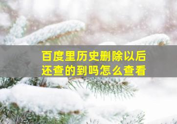 百度里历史删除以后还查的到吗怎么查看